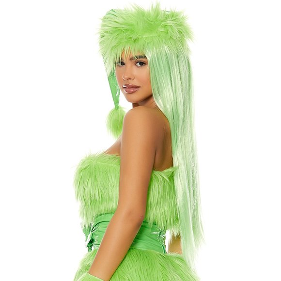 Long Light Green Wig Straight Center Part Unisex - Picture 2 of 3